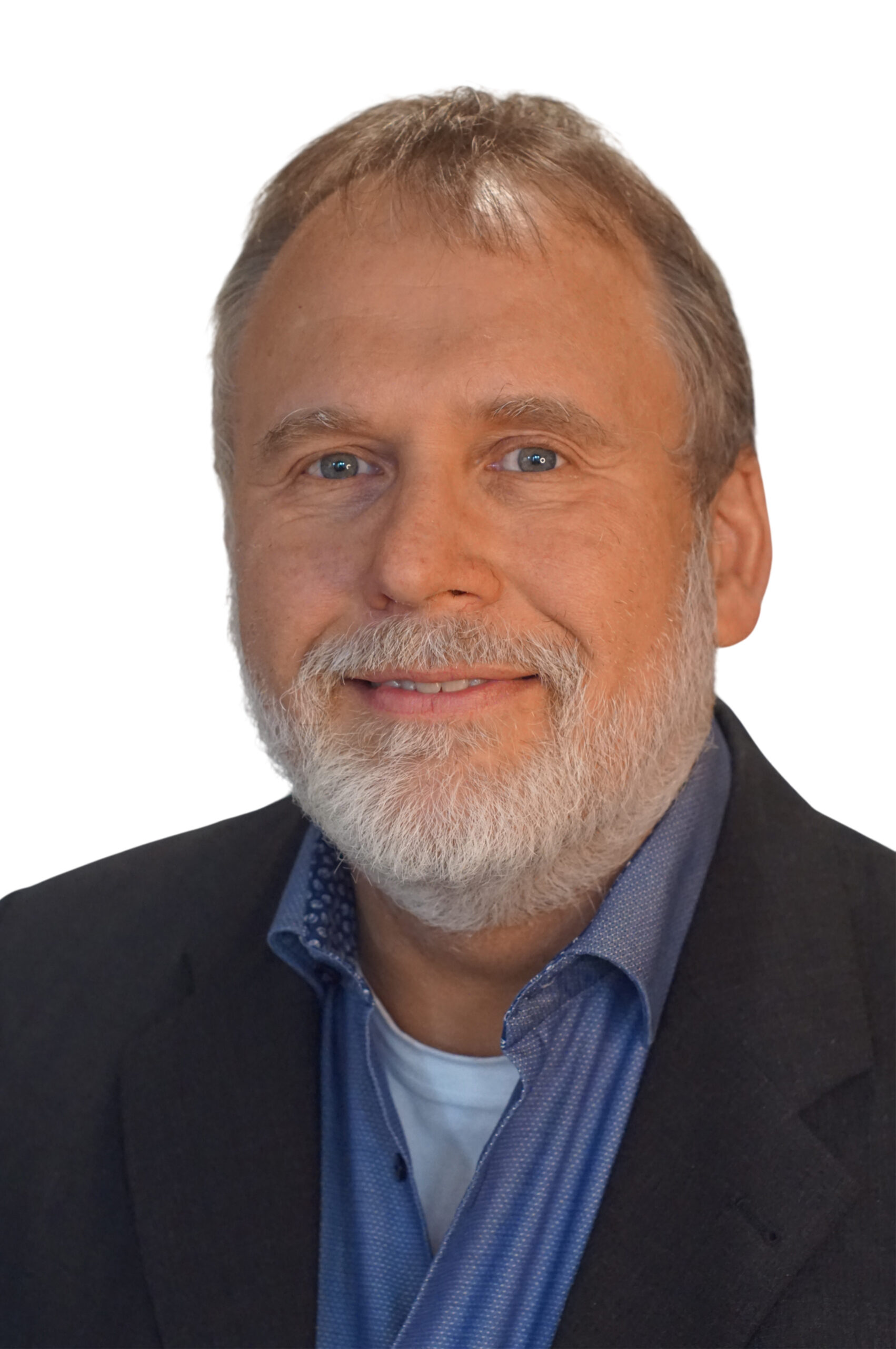 Porträtaufnahme von Kandidat Polenz, Mann mit grau-blondem Haar und Vollbart im Sakko.